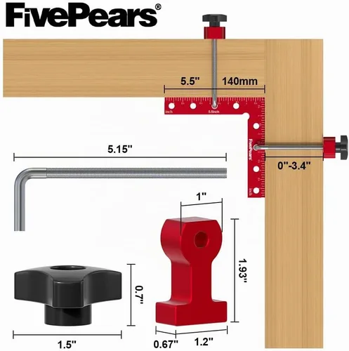 Vista 2 de Fivepears Juego de 4 abrazaderas cuadradas de posicionamiento de 90 grados para carpintería, abrazadera de esquina de ángulo recto de precisión