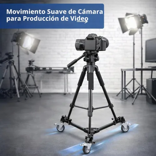 Vista 2 de Elite Series - Trípode universal profesional con ruedas de bloqueo y bloqueo de un solo paso para todas las cámaras y videocámaras y un paño