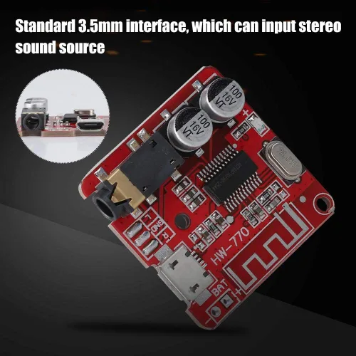 Vista 2 de Wendry Módulo receptor de audio, MP3 Bluetooth 4.1 Decodificador sin pérdida Junta amplificador de altavoz de coche Placa estéreo, salida de canal