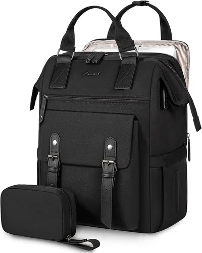 Vista 29 de LOVEVOOK - Mochila para laptop, para viaje de trabajo, bolso de enfermera, profesor, médico, viajero, para computadora de negocios, mochila