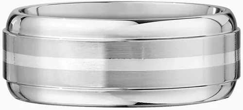 Vista 2 de Brilliant Expressions Alianza de boda satinada de metal cobalto con rayas plateadas, 0.276in