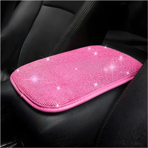 Vista 11 de Funda brillante para consola central de auto, almohadilla de reposabrazos de diamante de moda, cojín protector de brazo de cristal suave, accesorios