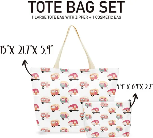 Vista 4 de 2 bolsas de maquillaje, bolsa de playa impermeable, para playa, piscina, viajes y campamento, para mujeres, mejor amiga, hermana Camper