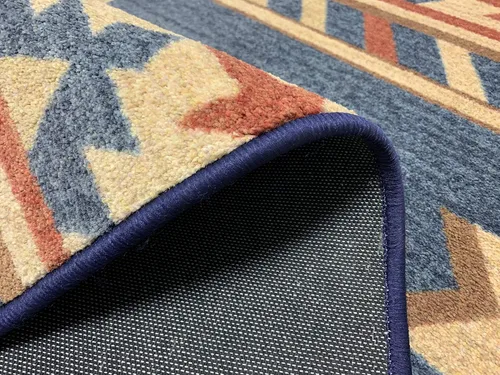 Vista 5 de Tapete de colección Nevita con diseño geométrico nativo americano del sudoeste, Sintético, Azul