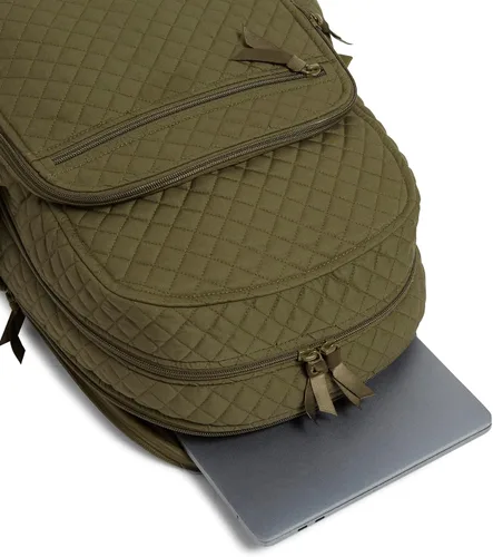Vista 6 de Vera Bradley Mochila Campus de Algodón para Mujer, Climbing Ivy Green - Algodón reciclado
