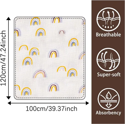 Vista 7 de Mantas de muselina para recién nacido, mantas de bebé para niños y niñas, manta grande de 39 x 39 pulgadas, manta suave y transpirable, artículos