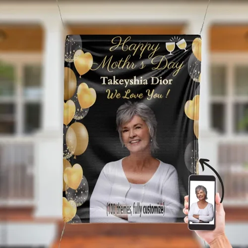 Vista 9 de Cartel de feliz día de la madre, pancarta personalizada para el día de la madre, decoración de fiesta, fiesta del día de la madre, regalo del día
