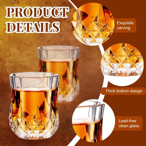 Vista 3 de Meanplan Juego de mini vasos de chupito de 1.7 onzas, vasos de degustación, base pesada, taza de chupito transparente, lindas tazas de vino Cordial