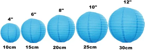 Vista 2 de Linterna de papel plegable reutilizable, estilo chino/japonés, cubierta decorativa para lámpara colgante (azul, 10 unidades de tamaños surtidos)