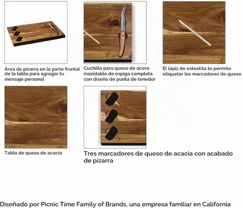 Vista 5 de PICNIC TIME NCAA NCAA - Juego de tablas de cortar y herramientas de queso de acacia Delio unisex para adultos