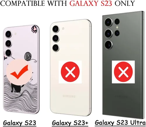 Vista 8 de Unov Funda para Galaxy S23, transparente con diseño, ajuste delgado, buen agarre, funda de teléfono en relieve, cubierta protectora a prueba