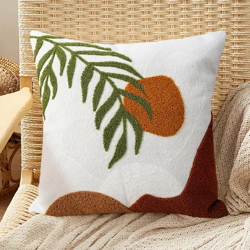 Vista 22 de Merrycolor Fundas de almohada decorativas bohemias para cama, modernas de mediados de siglo, fundas de almohada verde hoja, funda de almohada