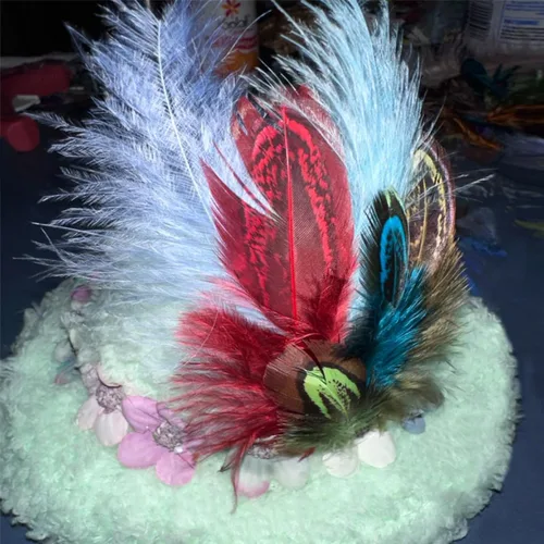 Vista 3 de 100 plumas de faisán rojo burdeos de 2 a 3 pulgadas, plumas de plumaje manchadas esponjosas para atrapasueños, manualidades, costura, decoración