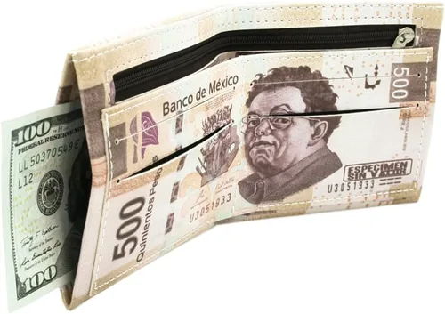 Vista 6 de Premium 500 Peso mexicano Bill Dinero Imprimir PU Cuero Billetera plegable, Peso mexicano