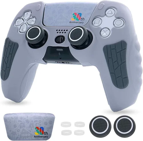 Vista 11 de ECHZOVE Funda de silicona para controlador PS5 (azul) – Cubierta de controlador de PS5 duradera y antideslizante con accesorios personalizables