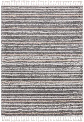 Vista 2 de LUXE WEAVERS Shaggy Collection 520 - Alfombra gris de 8 x 10 pulgadas, diseño de líneas Shagg