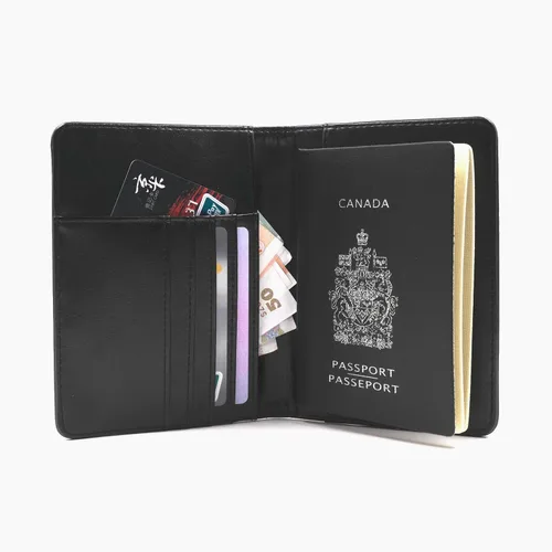 Vista 24 de Kandouren - Funda para pasaporte con bloqueo RFID, cartera para pasaporte para hombres y mujeres, el mejor regalo para viajeros, tarjetas de crédito