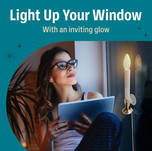 Vista 9 de Holiday Joy Velas de ventana con sensor de atardecer a amanecer con cable