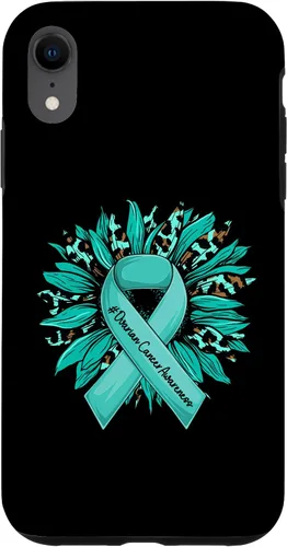 Vista 25 de Leopard Sunflower Teal Ribbon Ovarian Cancer Awareness Case for iPhone 16