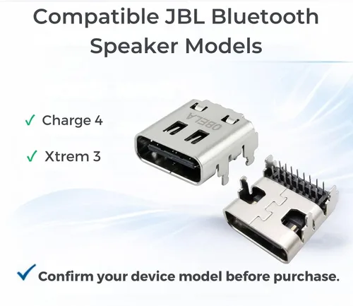 Vista 3 de Puerto de carga USB tipo C de repuesto para altavoces Bluetooth JBL Charge 4 y Xtreme 3, paquete de 2 conectores de enchufe de alimentación