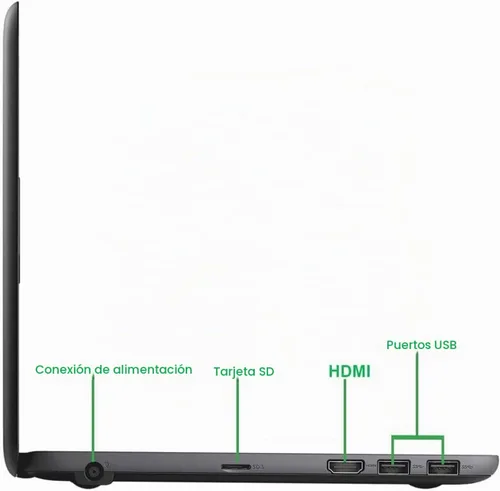 Vista 6 de Dell Laptop Chromebook 3180, computadora portátil de 11.6 pulgadas, Intel Celeron N3060, 4 GB de RAM, SSD de 16 GB, cámara web, Wi-Fi, Bluetooth