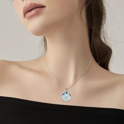 Vista 15 de LUHE Collar de plata de ley con dije de pentagrama de chakras y luna, pentáculo, celta, pagano, wiccano, amuleto mágico para mujeres, adolescentes