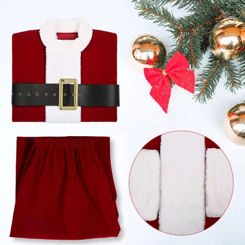 Vista 3 de Disfraz de Papá Noel para hombre Disfraz de Santa Claus de lujo para hombres Traje de Santa Claus para adultos hombres -9 piezas Traje clásico
