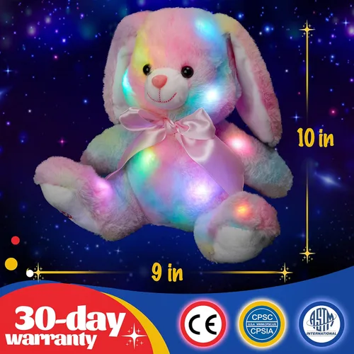 Vista 3 de Glow Guards Conejito de Pascua de 11 pulgadas con luz de arcoíris, suave