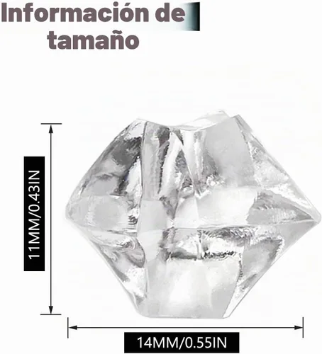 Vista 3 de Cubitos de hielo falsos, 1000 piezas de rocas de hielo acrílicas para centros de mesa, 0.433 x 0.551 in de dispersión de mesa de hielo artificial