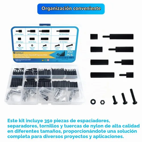 Vista 5 de 350 piezas M2 negro macho hembra de nailon hexagonal espaciador Standoff tornillo tuerca kit de surtido (negro) para PCB placa base de circuito