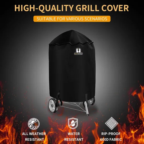 Vista 5 de Cubierta de parrilla para hervidor de carbón Weber, fundas para parrilla de barbacoa de 18 pulgadas, accesorios resistentes e impermeables