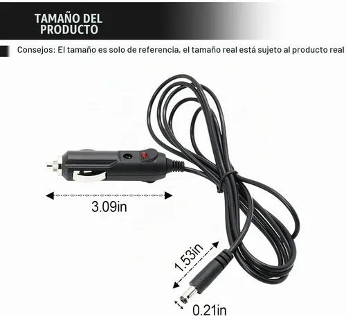 Vista 2 de Adaptador de Carga de Coche de 12V, Enchufe Macho para Encendedor de Cigarrillos de Coche a Conector DC, Cable de Alimentación Compatible