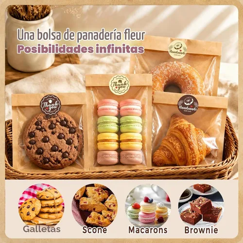 Vista 7 de 120 bolsas de galletas con sello, embalaje de galletas de 5.7 x 6.5