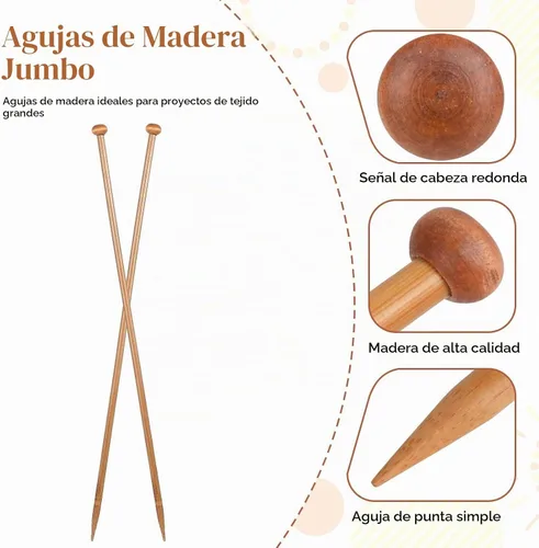 Vista 2 de 2 agujas de tejer de bambú de 0.177 in de largo, agujas de tejer de madera de 10 pulgadas de largo, para principiantes, calcetines, bufandas, hechas