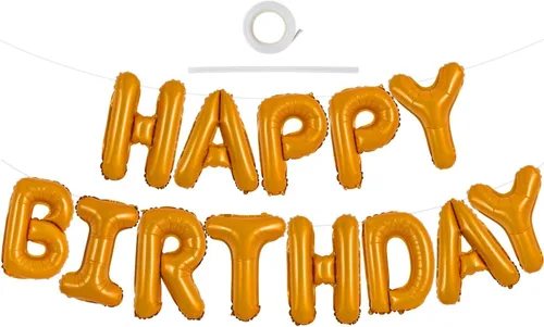Vista 16 de TONIFUL Pancarta de Globos Negros de Feliz Cumpleaños de 16 Pulgadas con Letras de Papel de Aluminio Mylar, Cartel Banderín Reutilizable