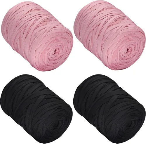 Vista 26 de 400g de hilo de tela elástica para tejer con ganchillo para DIY, 119 metros de hilo de espagueti grueso para tejer para proyectos de bolso, cesta