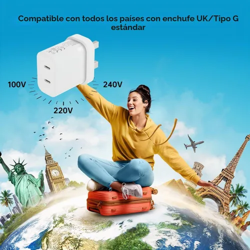 Vista 4 de Reino Unido USB tipo C cargador rápido tipo G Londres/Inglaterra/Dubai