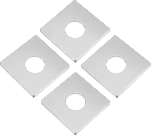 Vista 13 de uxcell 4 bridas divididas para pared, placa cuadrada de ABS autoadhesiva con orificio de 1.102 in/1.1 pulgadas de diámetro, cubierta de tubería