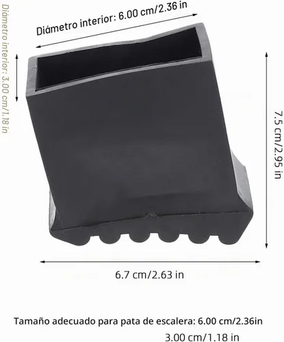 Vista 4 de Almohadillas de goma para patas de escalera, 2 piezas de repuesto para escalera de escalera, alfombrilla antideslizante para patas de escalera