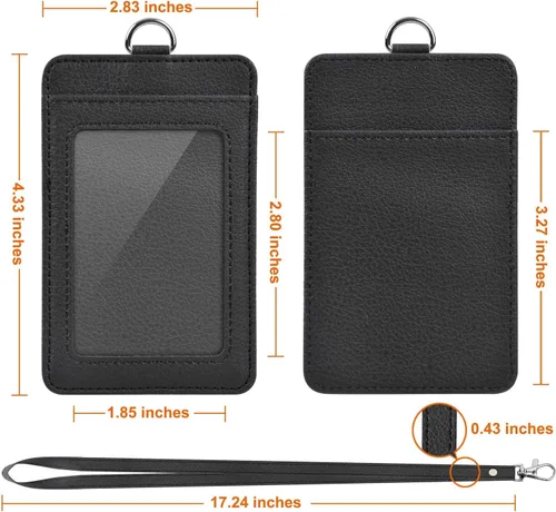 Vista 5 de Paquete de 2 soportes para tarjetas de identificación de piel sintética, soporte para tarjetas de identificación de Life-Mate con 1 ventana
