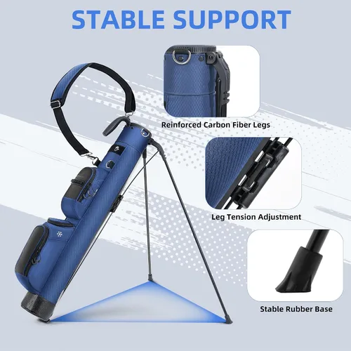 Vista 5 de Shopsource Bolsa de soporte de golf, bolsa de transporte ligera Par 3 con bolsillo aislado para enfriar, fácil de transportar y duradera, ideal
