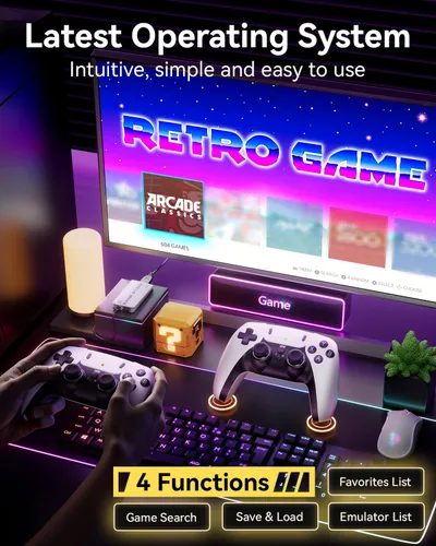 Vista 5 de Retro Gaming Console 2026 Upgraded Stick with 4K HDMI, Built-in 23 Emulators, 20000+ Games, Plug & Play, and Dual 2.4G Wireless Controllers