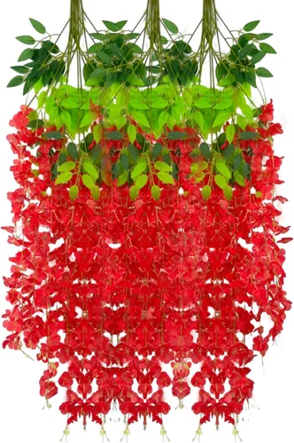 Vista 71 de Paquete de 5 guirnaldas de flores colgantes de glicina rosa, enredaderas de flores artificiales de 3.77 pies, glicinia falsa, guirnalda colgante