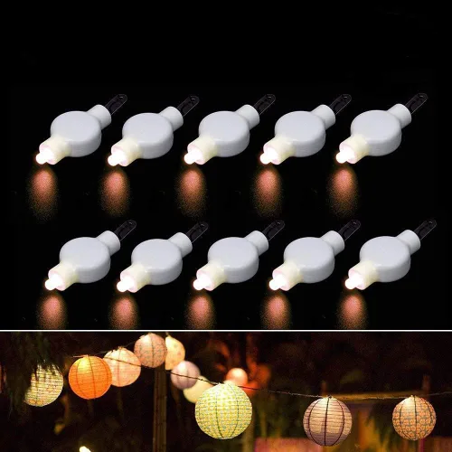 Vista 7 de Faroles de papel que funcionan con pilas, luces LED colgantes con alambre, iluminación floral brillante para exteriores, interiores, bodas