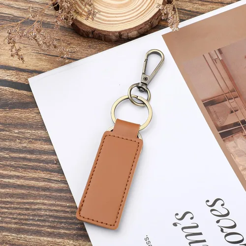 Vista 5 de Abeillo 2PCS Leather Keychain, Car Key Chain, Key Fob Keychain for Men Women