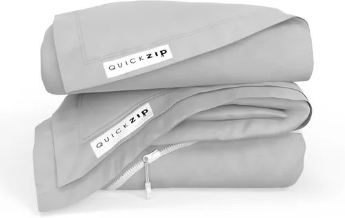 Vista 20 de QuickZip Paquete de Repuesto Fitted Plus: 1 Sábana Bajera (Base + Sábana con Cremallera) y 1 Sábana con Cremallera - Fácil de Cambiar, No se Sale