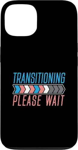 Vista 7 de Funda transgénero LGBTQ para iPhone 16 Transitioning Please Wait Rainbow Pride