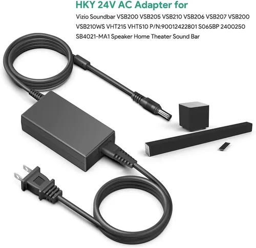 Vista 2 de HKY Adaptador de CA de 24 V para barra de sonido Vizio VSB200 VSB205 VSB210 VSB206 VSB207 VSB200 VSB210WS VHT215 VHT510 P/N:90012422801