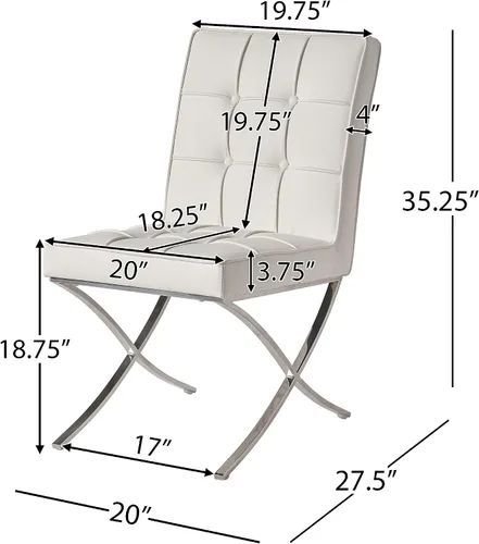 Vista 3 de Christopher Knight Home Milania - Sillas de comedor de cuero, juego de 2 piezas, color blanco