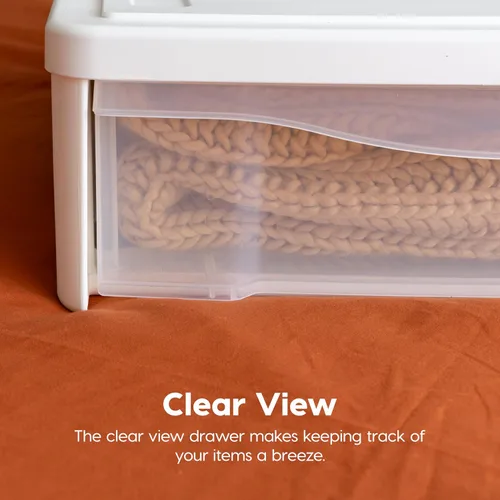 Vista 9 de IRIS USA 22 Qt Almacenamiento bajo la cama, organizador apilable de plástico con cajón deslizante, paquete de 2 unidades, multiusos para ropa